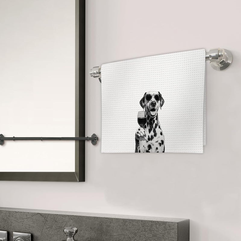 FIicy Dalmatian Gifts Wine Dog Kitchen Towels, Gifts for Dalmatian Dog Wine Lovers Decorative Hand Dish Towel for Kitchen Home Bar, Funny Dalmatians Dogs WineLover Home Bar Kitchens Decor(16x24 Inch) - Image 3